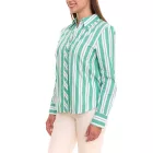 AjC női blúz csíkos hosszú-sleeved pamut Ing  kicsi ruffles 36148235 zöld/fehér Méret: 46