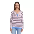AjC női hosszú-sleeved Ing  fűző, figura-hugging pamut Ing 12726709 fehér/kék/piros Méret: 32_34