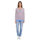 AjC női hosszú-sleeved Ing  fűző, figura-hugging pamut Ing 12726709 fehér/kék/piros Méret: 36_38