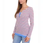 AjC női hosszú-sleeved Ing  fűző, figura-hugging pamut Ing 12726709 fehér/kék/piros Méret: 36_38