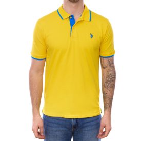   U.S. POLO ASSN. férfi polo Ing, alap Ing, pamut Ing, nadrág-sleeved Ing, 197 68163 52520 112 sárga/sötét kék Méret: M