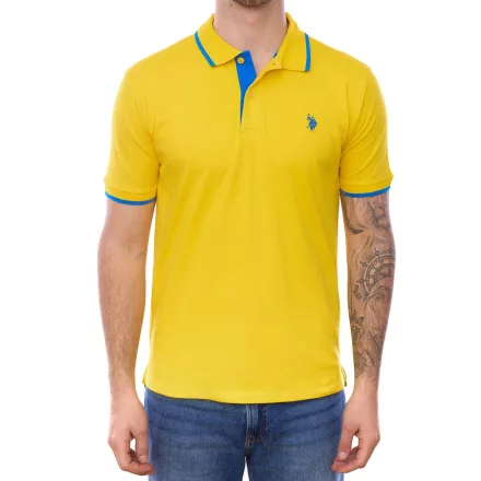 U.S. POLO ASSN. férfi polo Ing, alap Ing, pamut Ing, nadrág-sleeved Ing, 197 68163 52520 112 sárga/sötét kék Méret: M