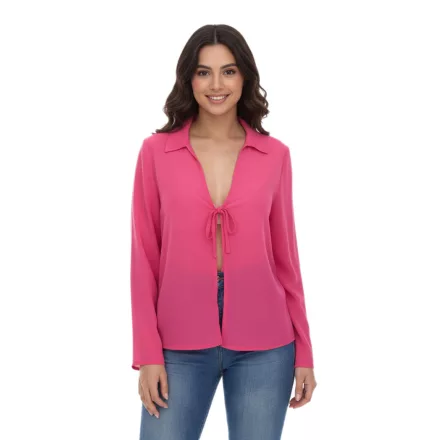 Aniston SELECTED női hosszú-sleeved blúz  tie, crinkle look 63149957 rózsaszín Méret: 34