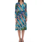 Aniston CASUAL női midi ruha, színes mintás átlapolós ruha, hosszú ujjak, 75955239 kék/színes Méret:34