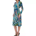 Aniston CASUAL női midi ruha, színes mintás átlapolós ruha, hosszú ujjak, 75955239 kék/színes Méret:36