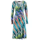 Aniston CASUAL női midi ruha, színes mintás átlapolós ruha, hosszú ujjak, 75955239 kék/színes Méret:36