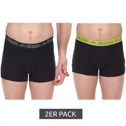 csomag of 2 Kappa férfi boxeralsó Sort Rövidnadrág  márka lettering és logo underpants 351K1JW fekete/lime vagy fekete/violet Méret: M