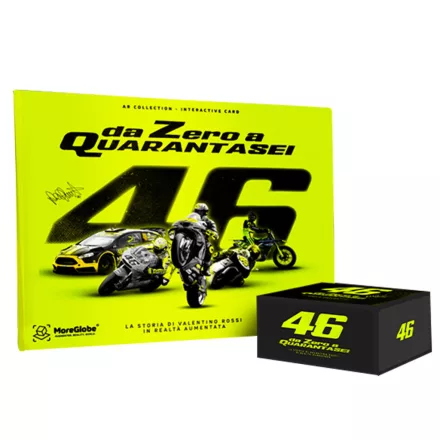 VR46 fan book  zero to 46 matrica album about the history of Valentino Rossi, the MotorGP icon, interactive experiences, olasz edition, rally sport history, sárga/fekete Méret: N