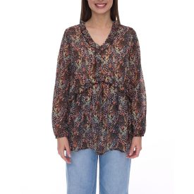   Aniston női summer blúz  ruffle részletek, hosszú-sleeved Ing  all-over print, work blúz 88608001 barna/zöld/fekete Méret: 40