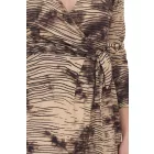 Aniston CASUAL női midi ruha átlapolós ruha állatmintás 3/4 ujjú 98257456 bézs/fekete Méret:38
