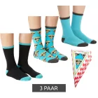 3 pár TASTIQ pamut Zokni  pizza print, hosszú Zokni in a stílusos pizza ajándék doboz, friss Zokni Tas/1/CSX3/PIZ kék/fekete/sárga Méret: 36_41