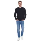 farmer Project férfi kötött Pulóver  a subtle minta, pamut Pulóver, winter Pulóver, hosszú-sleeved Ing DP-10023-073 001 fekete Méret: S