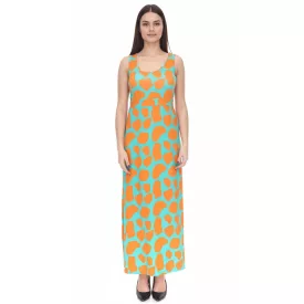   Aniston CASUAL női trikó ruha színes mintával maxi ruha türkiz/narancs Méret:42