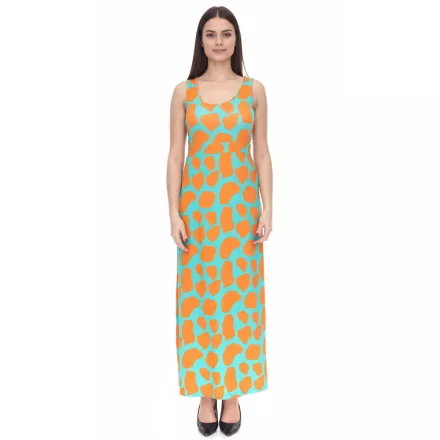 Aniston alkalmi női jersey ruha  colorful print maxi ruha türkiz/narancssárga Méret: 44