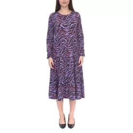   Aniston Casuals női nyári ruha állatmintás maxi ruha 3172 5116 fekete/lila/kék Méret:36
