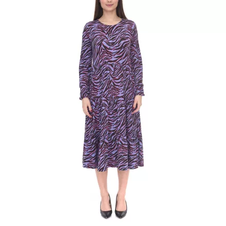Aniston Casuals női nyári ruha állatmintás maxi ruha 3172 5116 fekete/lila/kék Méret:36