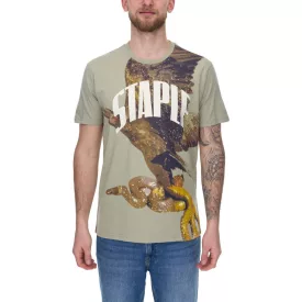  STAPLE Sage férfi póló trendi pamut Ing  nagyméretű kígyó és eagle print 2209C6995 olivazöld zöld Méret: L