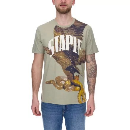 STAPLE Sage férfi póló trendi pamut Ing  nagyméretű kígyó és eagle print 2209C6995 olivazöld zöld Méret: L