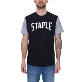   STAPLE férfi póló trendi pamut Ing  nagyméretű márka lettering elülső oldalán 2208C7058 fekete Méret: L