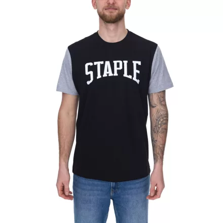 STAPLE férfi póló trendi pamut Ing  nagyméretű márka lettering elülső oldalán 2208C7058 fekete Méret: XL