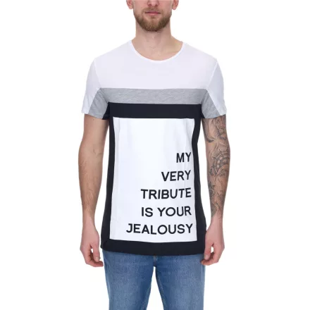 vsct My Tribute 1/2 férfi pamut póló  statement print kerek nyak Ing SS5641619 fehér Méret: L