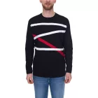 vsct férfi Longsleeve pamut Pulóver  Colored jelölők kerek nyak Pulóver hosszú újj Ing D5643062L fekete Méret: M