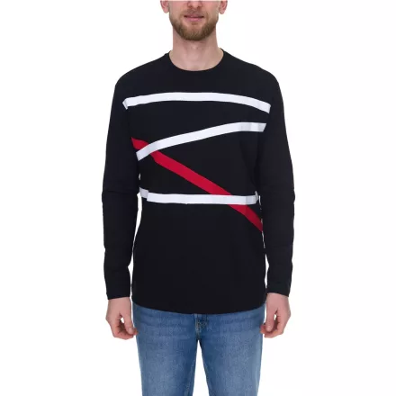 vsct férfi Longsleeve pamut Pulóver  Colored jelölők kerek nyak Pulóver hosszú újj Ing D5643062L fekete Méret: M