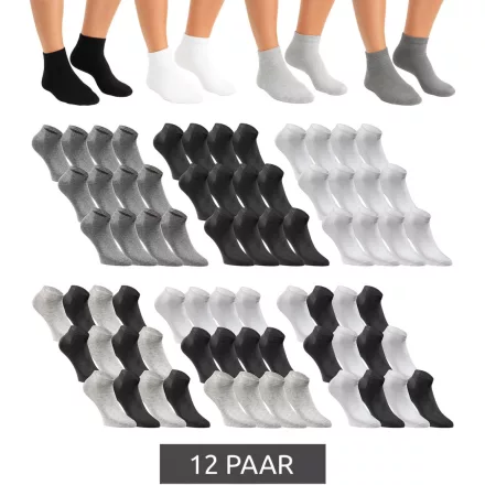 12 pár JACK & JONES Short Sock sportzokni, sportzokni, pamut negyedes zokni 12260511 fekete, szürke, fehér vagy vegyes színben Méret:35_38