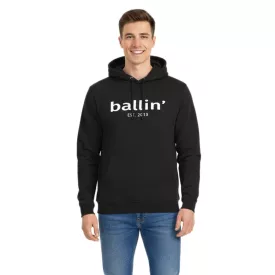   Ballin Est. 2013 férfi fenntartható kapucnis pulóver kapucnis pulóver logónyomattal az elején HO-H00050 fekete Méret:M
