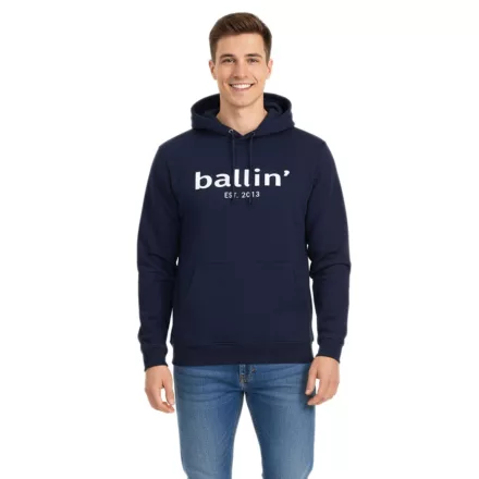 Ballin Est. 2013 férfi Hooded Pulóver Sustainable Sweat pulóver  Logo Lettering elülső oldalán HO-H00050-NVY Navy Méret: S