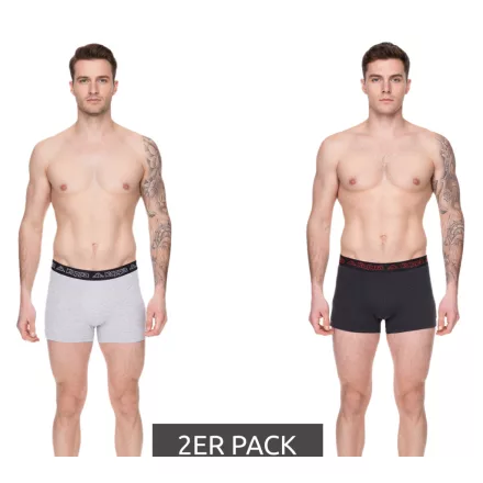 csomag of 2 Kappa férfi boxeralsó Sort Rövidnadrág  márka lettering és logo underpants 351K1JW ADK sötét szürke/világos szürke/piros Méret: XL