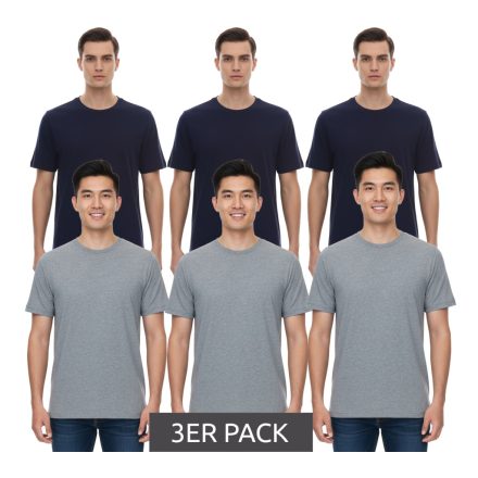 csomag of 3 Puma Statement Deluxe Edition Base sustainable férfi pamut Ing Póló 683509 szürke vagy sötét kék Méret: L