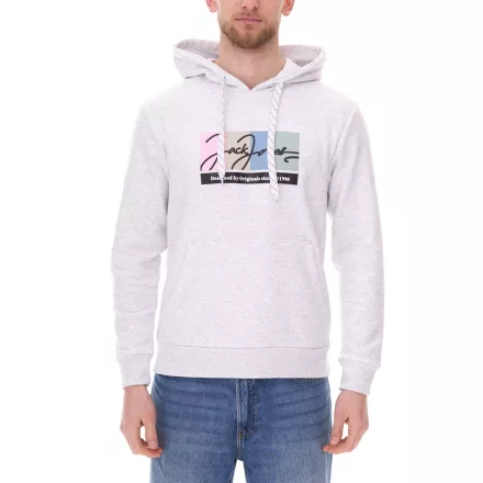JACK & JONES férfi hooded Pulóver  pamut tartalom hosszú-sleeved Ing  színű jelölők 12262421 fehér Méret: M