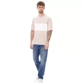   JACK & JONES férfi kerek nyak Ing pamut Ing póló rövid ujjú Ing 12258883 bézs Méret: M