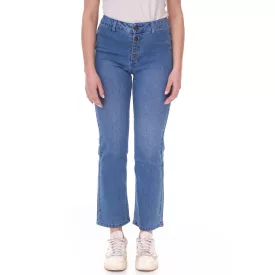   AjC női magas derék Farmer pamut nadrág bootcut nadrág  gomb részletek 57009102 kék Méret: 36