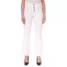   AjC női magas derék Farmer, pamut Nadrág, bootcut Nadrág  gomb részletek, 5-zseb 54416149, gyapjú fehér Méret: 38