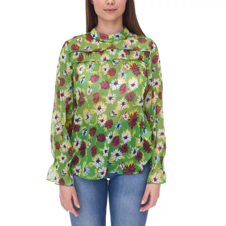 Aniston női summer blúz átlátszó chiffon blúz  all-over flower print 13940242 zöld/colorful Méret: 44