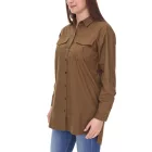 AjC női blúz túlméretezett hosszú-sleeved Ing made of pamut  roll-up ujj 56957227 khaki Méret: 34