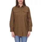 AjC női blúz túlméretezett hosszú-sleeved Ing made of pamut  roll-up ujj 56957227 khaki Méret: 36