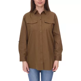   AjC női blúz túlméretezett hosszú-sleeved Ing made of pamut  roll-up ujj 56957227 khaki Méret: 36