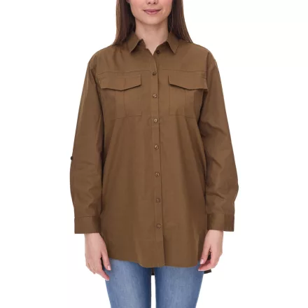 AjC női blúz túlméretezett hosszú-sleeved Ing made of pamut  roll-up ujj 56957227 khaki Méret: 36