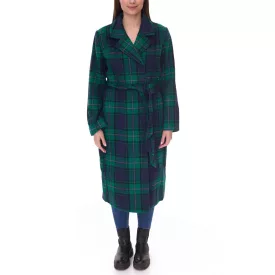  DELMAO női kabát checked autumn dzseki kabát Kabát  hajtható nyaklánc és tie Öv 17844429 zöld/kék Méret: 36
