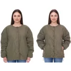 Női steppelt, megfordítható dzseki Őszi dzseki állítható szegéllyel Átmeneti dzseki Oversize 954904 Sötétzöld Méret:50