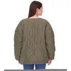 Női steppelt, megfordítható dzseki Őszi dzseki állítható szegéllyel Átmeneti dzseki Oversize 954904 Sötétzöld Méret:50