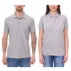   SANTINO Mathias polo Ing made of organic pamut Polo Ing  3 gomb placket nadrág-sleeved Ing tarka 180 gr/m2 szürke Méret: M