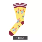1 pár Moustard bohóc pamutzokni bohóc mintával és lufikkal mintás hosszú zokni 20S-CLOWN-W sárga/piros/fehér Méret:36_40