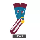 1 pár Moustard Cirkusz és Lufik pamutzokni Cirkusz dizájnnal hőlégballonnal csíkos és mintás hosszú zokni 20S-CIRCUS kék/piros/sárga/fehér Méret:36_40