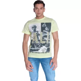   COURSE férfi póló  nagyméretű Muhammad Ali print, pamut Ing, kerek nyak, 900530 sárga Méret: S