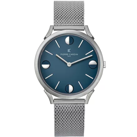 Pierre Cardin férfi karóra analóg Quartz óra karóra  nemesacél Karkötő 3ATM 40mm CPI.2013 ezüst/kék Méret: N