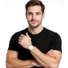   Pierre Cardin férfi karóra analóg Quartz óra karóra  bőr szíj 3ATM 39mm CPI.2016 ezüst/fekete/fehér Méret: N